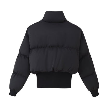 Damen modische cropped Steppjacke mit hohem Kragen und elastischem Saum Stalluxe