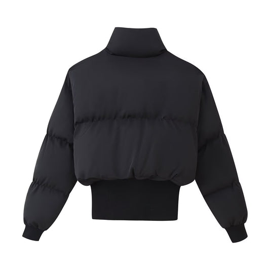Damen modische cropped Steppjacke mit hohem Kragen und elastischem Saum Stalluxe