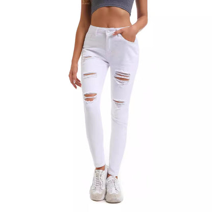 Damen Skinny Jeans mit modischen Rissen Stalluxe