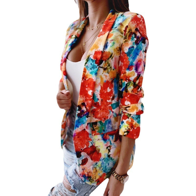 Damen Blumenmuster Blazer Stalluxe