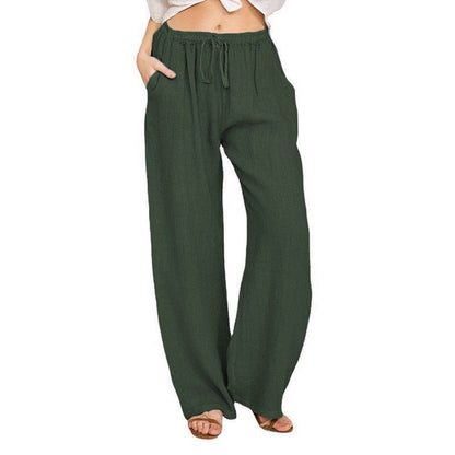 Damen Bequeme und luftige Leinenhose mit elastischem Bund und Seitentaschen Stalluxe