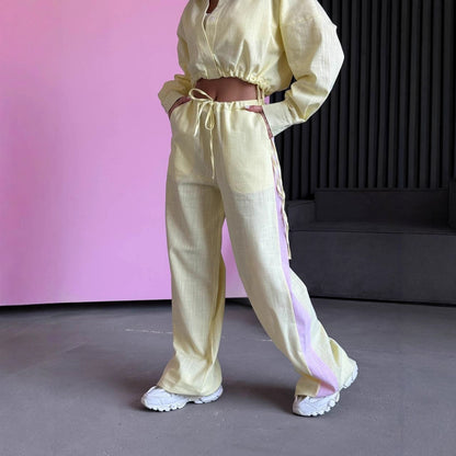 Damen lässiger Oberteil und weite Hose Set Stalluxe