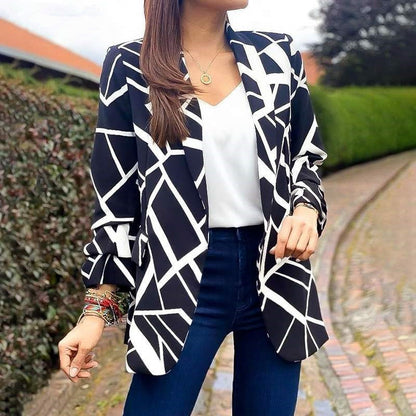 Damen Blazer mit modernem geometrischen Muster und lässiger Passform Stalluxe