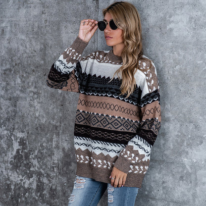 Damen Strickpullover mit grafischem Muster und lässigem Schnitt Stalluxe