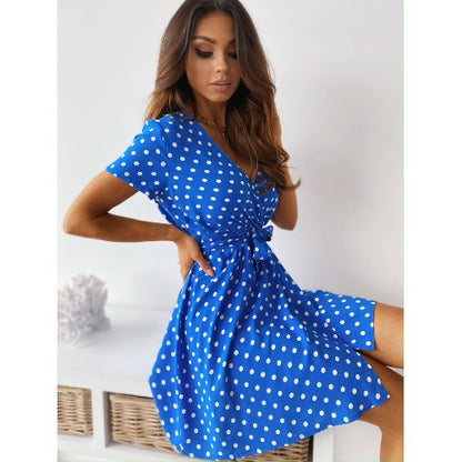 Damen Freizeitkleid mit punktiertem Design und taillierbarem Gürtel Stalluxe
