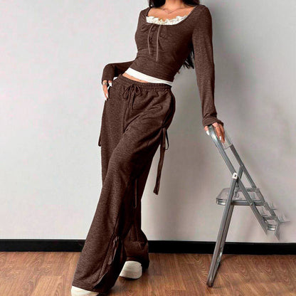 Damen Casual Lounge-Set mit modischen Rüschendetails Stalluxe