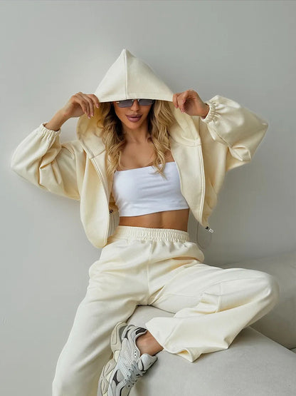 Damencoole Sweatjacke mit weitem Schnitt und lässigen Hosen Stalluxe