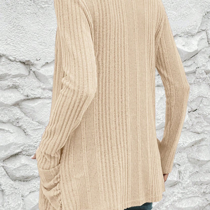 Damen Longcardigan mit feiner Rippstruktur und praktischen Taschen Stalluxe
