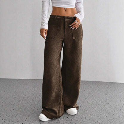 Damen weit geschnittene Cordhose mit praktischen Taschen Stalluxe