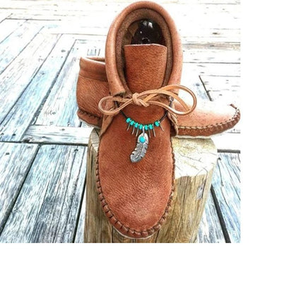 Damen Mokassins mit dekorativem Feder-Anhänger und weichem Leder Stalluxe