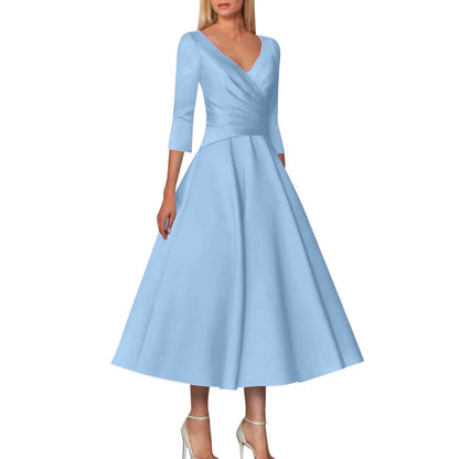 Damen Wickelkleid mit elegantem V-Ausschnitt und schwingendem Saum Stalluxe
