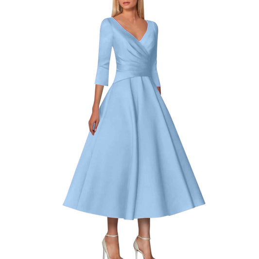 Damen Wickelkleid mit elegantem V-Ausschnitt und schwingendem Saum Stalluxe