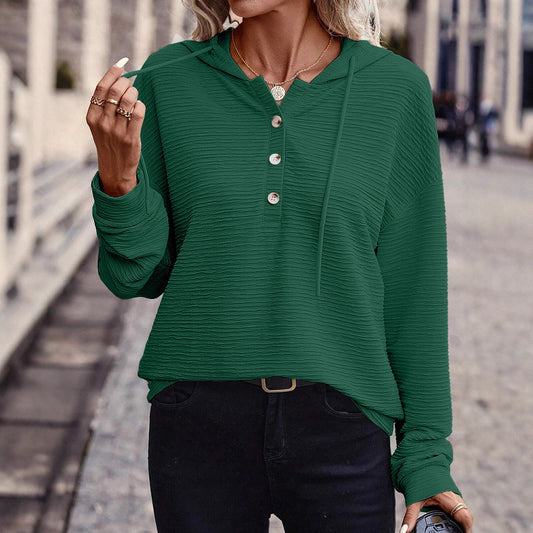 Damen Kapuzenpullover mit strukturiertem Stoff und eleganten Knopfdetails Stalluxe