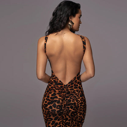 Damen Figurbetontes Animal-Print Kleid Stalluxe