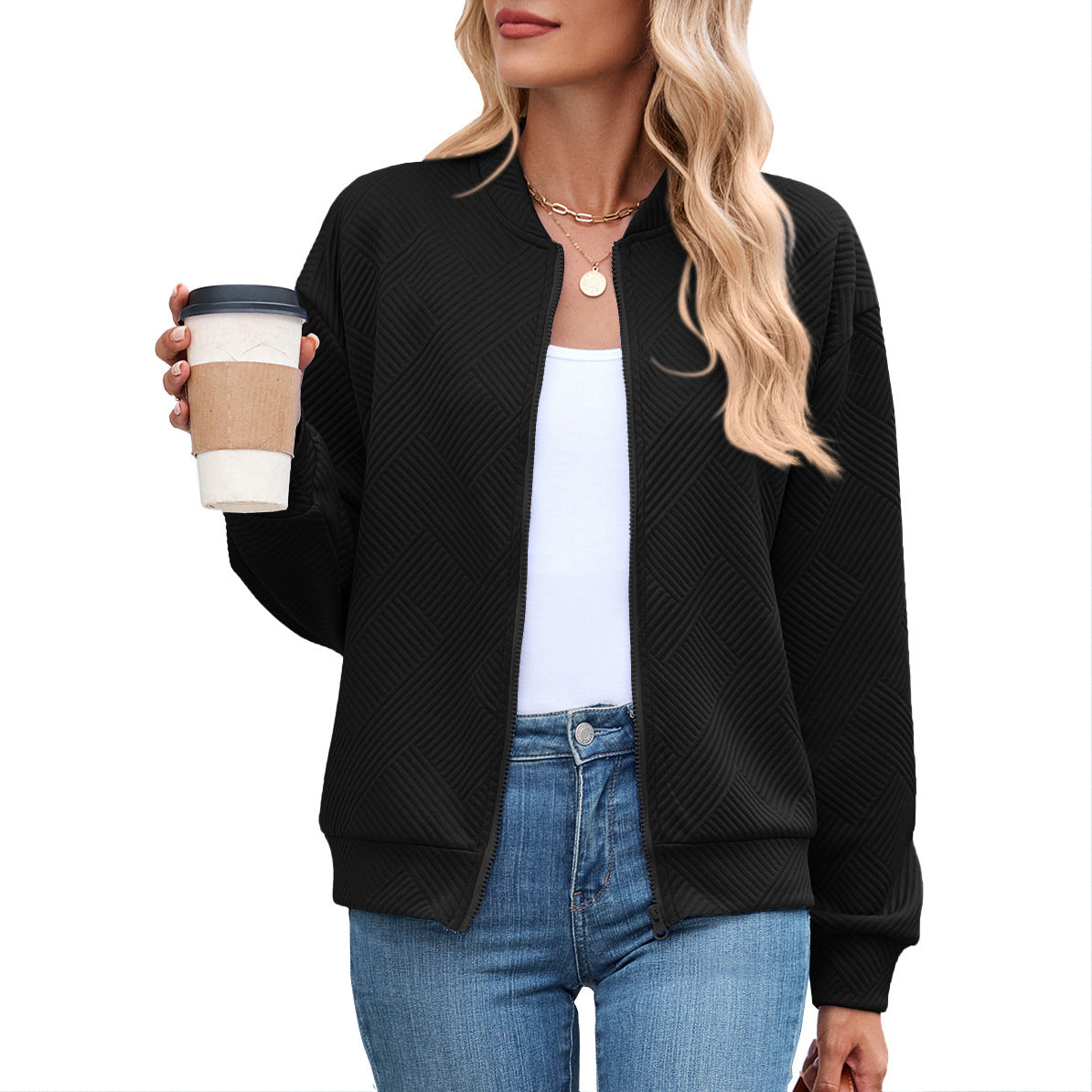 Damen lässige Strickjacke mit strukturiertem Muster und praktischen Taschen Stalluxe