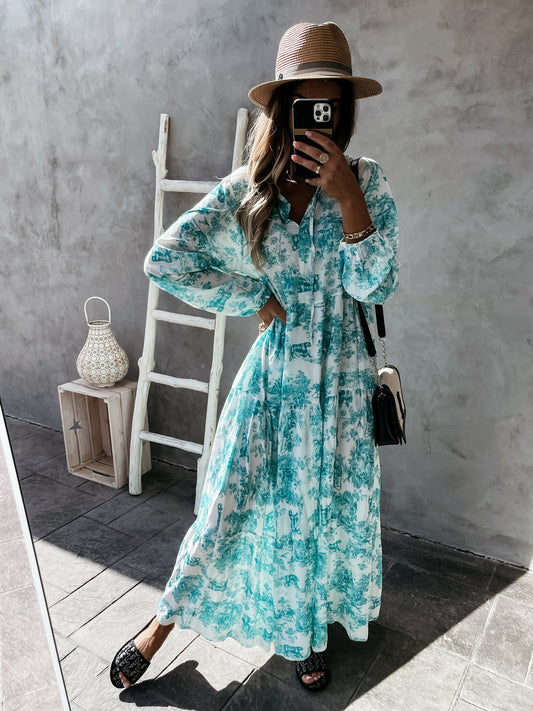 Damen Maxikleid mit floralen und künstlerischen Printdetails Stalluxe