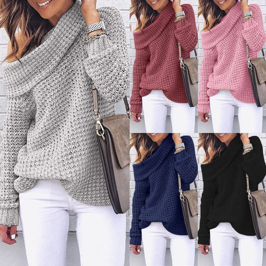 Damen Oversized Strickpullover mit elegantem Schalkragen und strukturiertem Muster Stalluxe