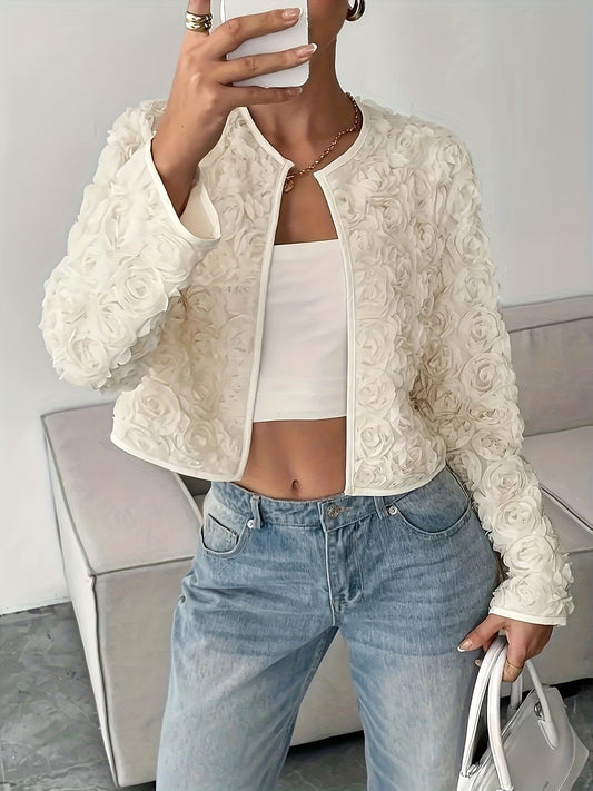 Damen Blütenjacke im eleganten Design mit strukturiertem Blumenmuster Stalluxe