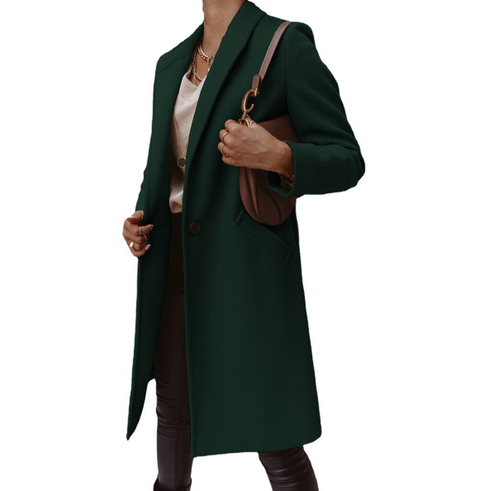 Damen Eleganter und hochwertiger Wollmantel mit schmalem Schnitt Stalluxe