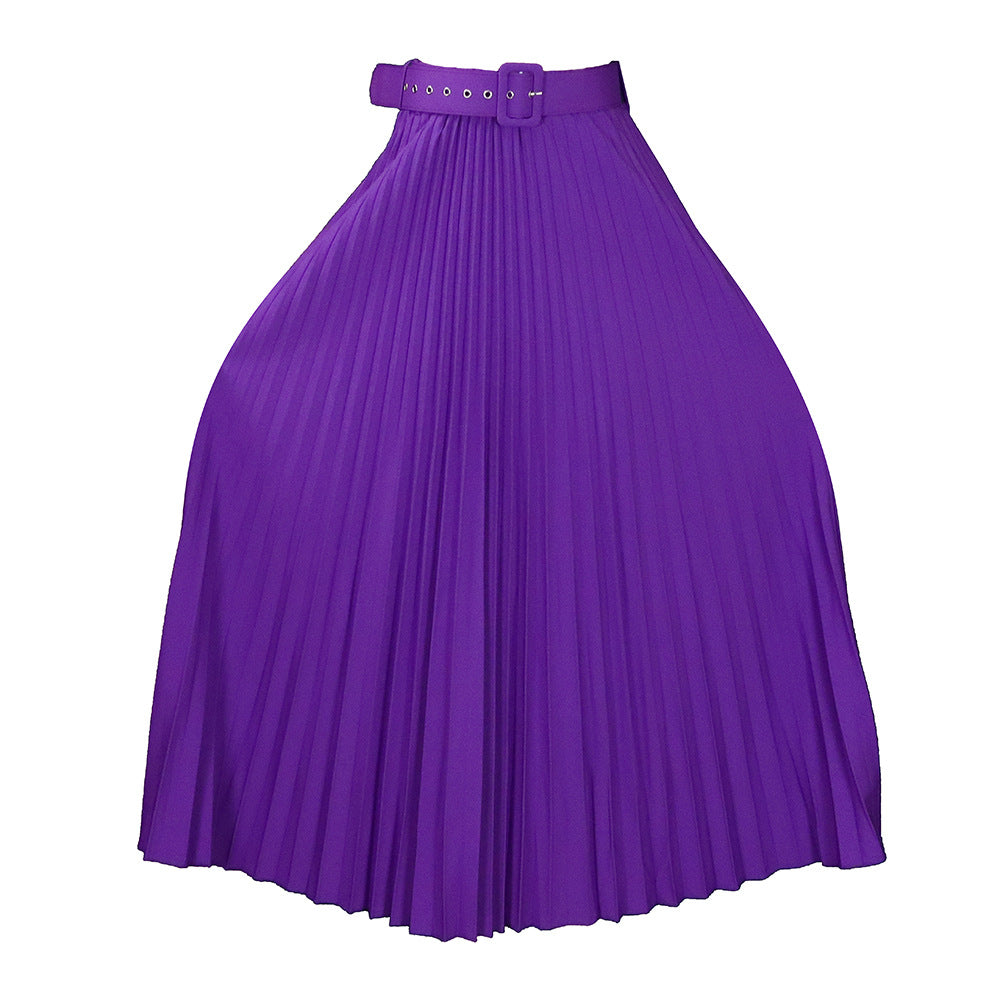 Damen Plisseerock mit breitem Gürtel und elegantem Schnitt Stalluxe