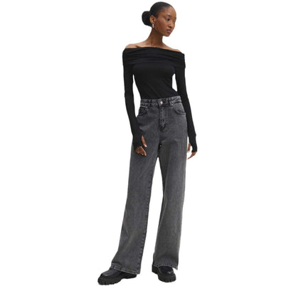 Damen lässige High-Waist Jeans im Vintage-Stil Stalluxe