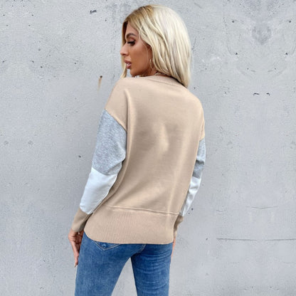 Damen lässiger Pullover mit geometrischem Farbblockdesign Stalluxe