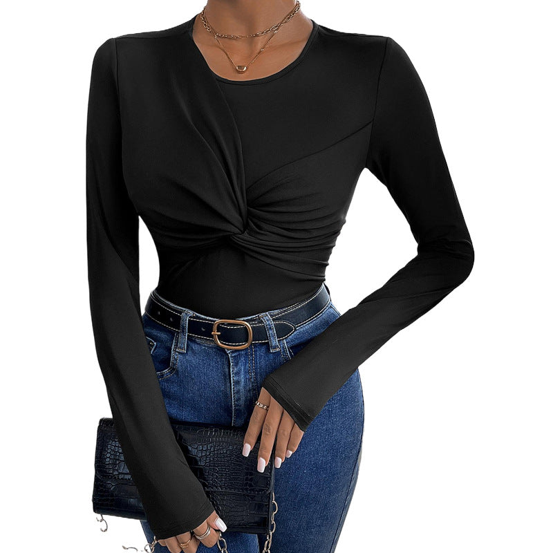 Damen Langärmliger Body mit innovativem Knotendesign Stalluxe