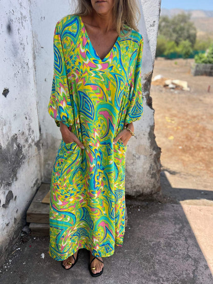 Women's Vibrant Print Maxi Dress Stalluxe
