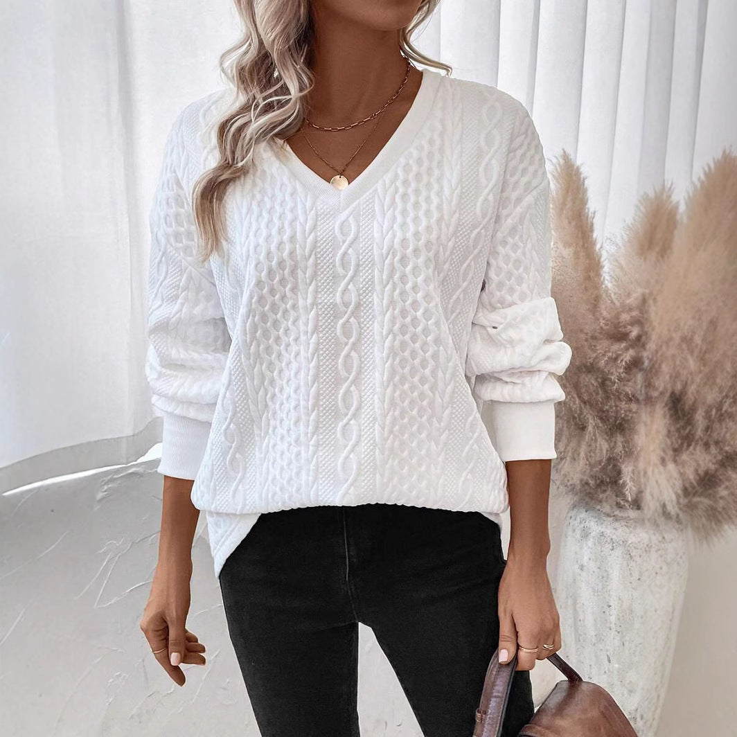 Damen Strickpullover mit tiefem V-Ausschnitt und strukturiertem Muster Stalluxe