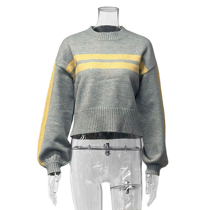 Damen lässiger Sweater mit Streifenmuster und weitem Schnitt Stalluxe