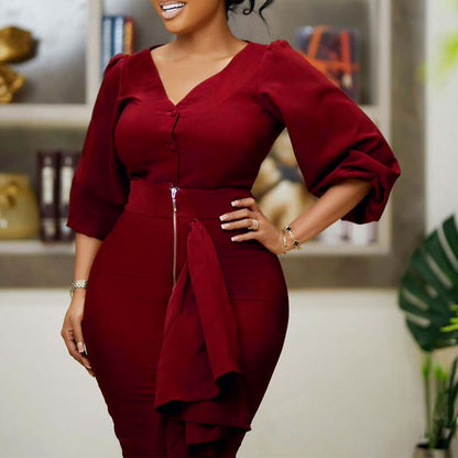 Damen Cocktailkleid mit schickem Knopfverschluss und raffinierten Rüschendetails Stalluxe