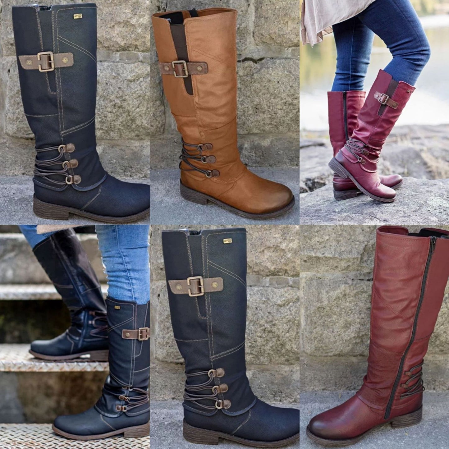 Damen Winterstiefel mit modischem Riemendesign und flexibler Sohle Stalluxe