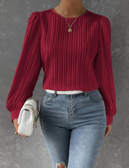 Damen Faltenbluse mit langen Ärmeln Stalluxe
