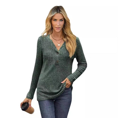 Damen Grobstrickpullover mit V-Ausschnitt und Knopfdetails Stalluxe