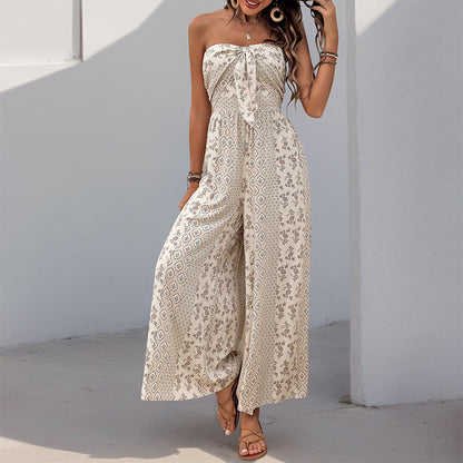 Damen Jumpsuit mit Bandeau-Oberteil und weiten Beinen Stalluxe