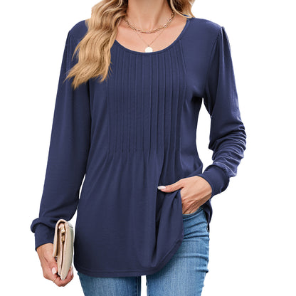 Damen Langarmshirt mit dekorativen Falten Stalluxe
