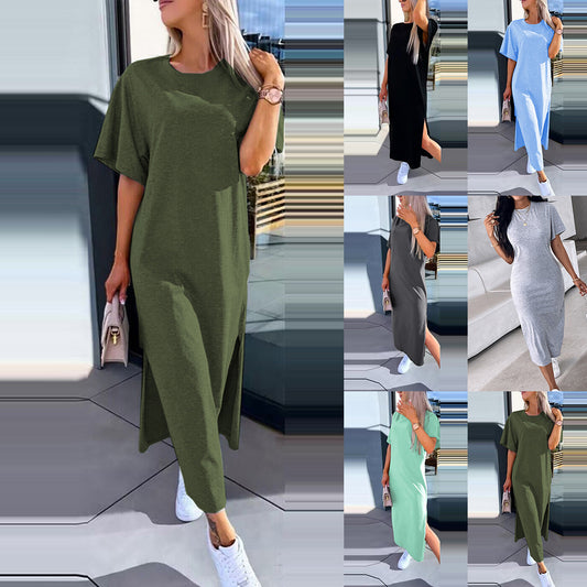 Damen Lässiges Maxi-T-Shirt Kleid mit seitlichem Schlitz und großzügigem Schnitt Stalluxe