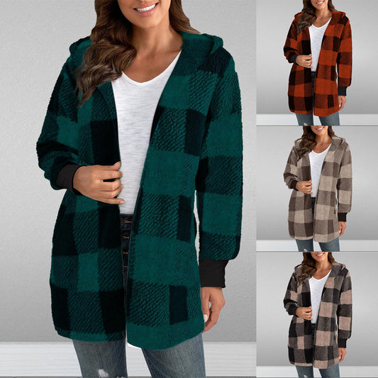 Damen Kuschelige Oversized Jacke mit Kapuze Stalluxe