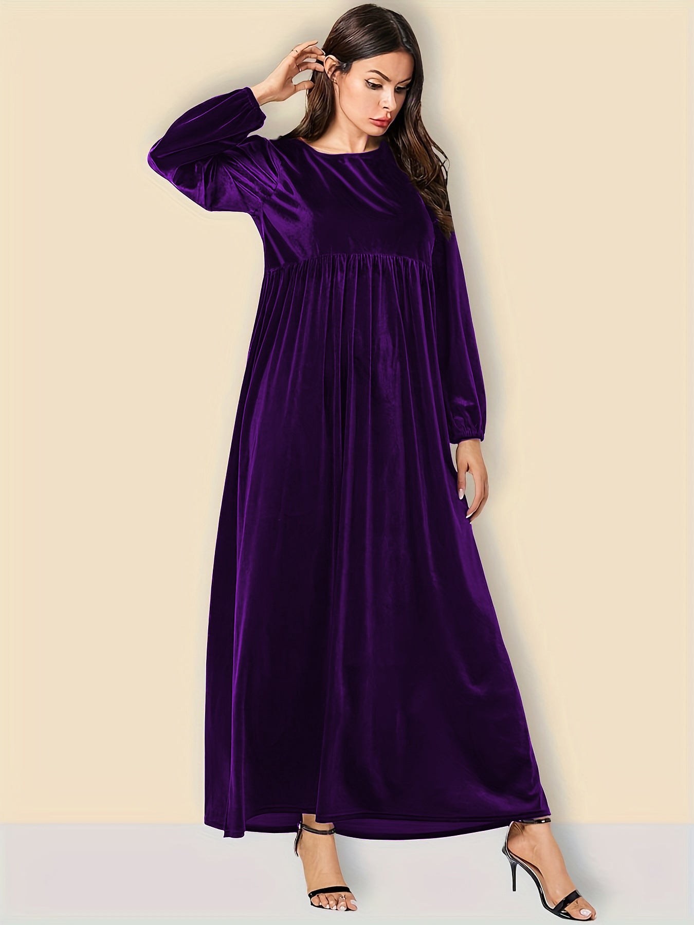 Damen Elegantes Maxikleid aus samtigem Stoff mit weitem Schnitt Stalluxe