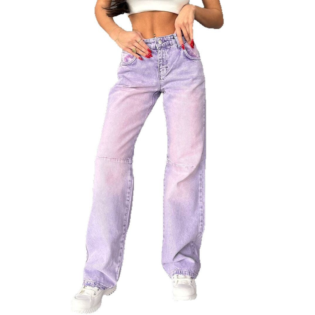 Damen High-Waist Wide-Leg-Jeans mit modernem Farbverlauf Stalluxe