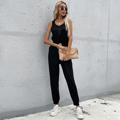 Damen Jumpsuit mit elastischem Taillenbund und praktischen Taschen Stalluxe