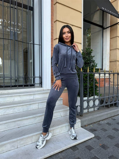Damen Fleece-Jogginganzug mit Kapuze und elastischem Bund Stalluxe