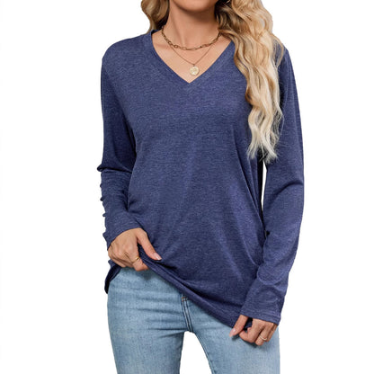 Damen Viskose Langarmshirt mit modischem V-Ausschnitt und lockerer Passform Stalluxe