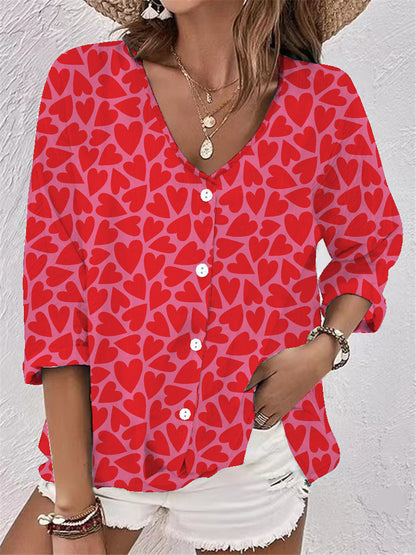 Damen Bluse mit floralem Design und knöpfbarer Vorderseite Stalluxe
