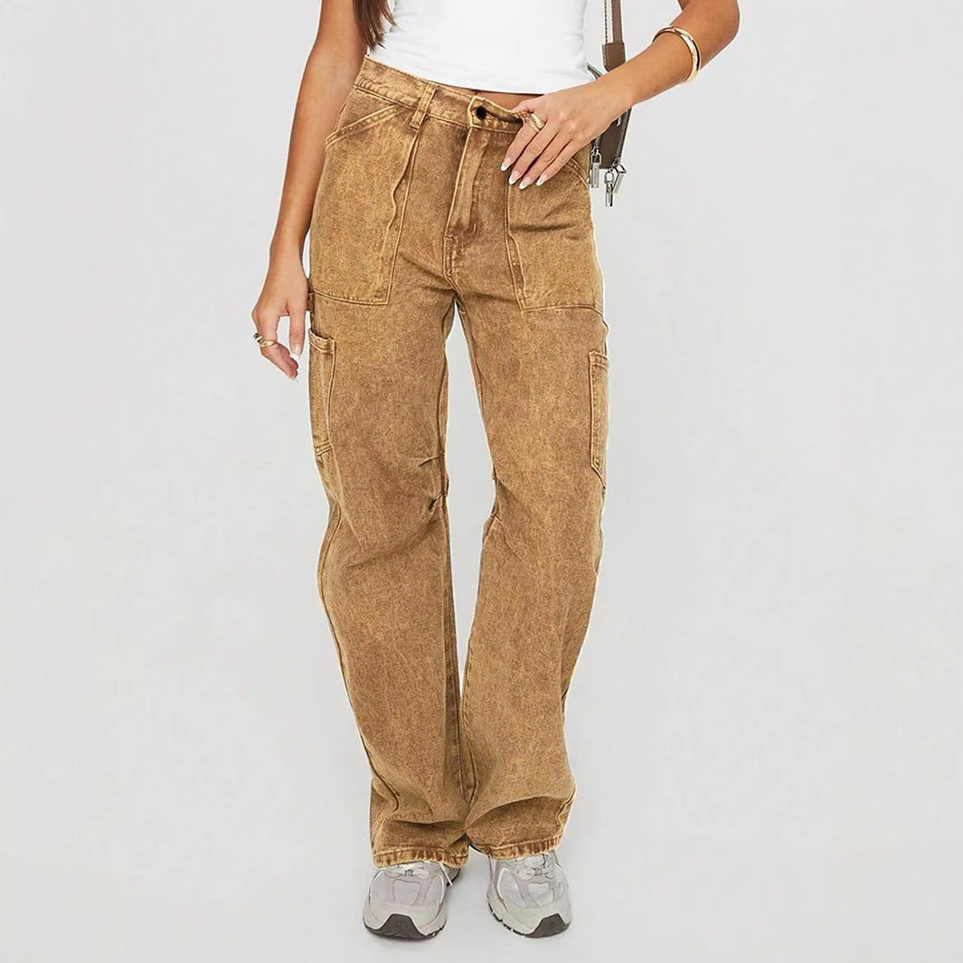 Damen Cargo-Jeans im lässigen Schnitt mit praktischen Seitentaschen Stalluxe