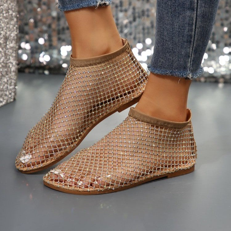 Damen Netzsandalen mit funkelnden Strasssteinen Stalluxe