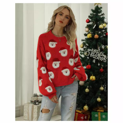 Damen festlicher Pullover mit weihnachtlichem Santa-Muster Stalluxe