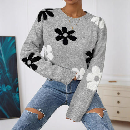 Damen Pullover mit floralem Design und Rundhalsausschnitt Stalluxe