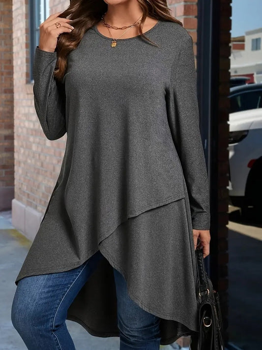 Damen asymmetrisches Langarmshirt mit elegantem Schnitt Stalluxe