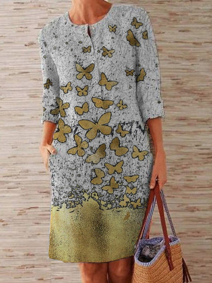 Damen Kleid mit künstlerischem Schmetterlingsdesign Stalluxe